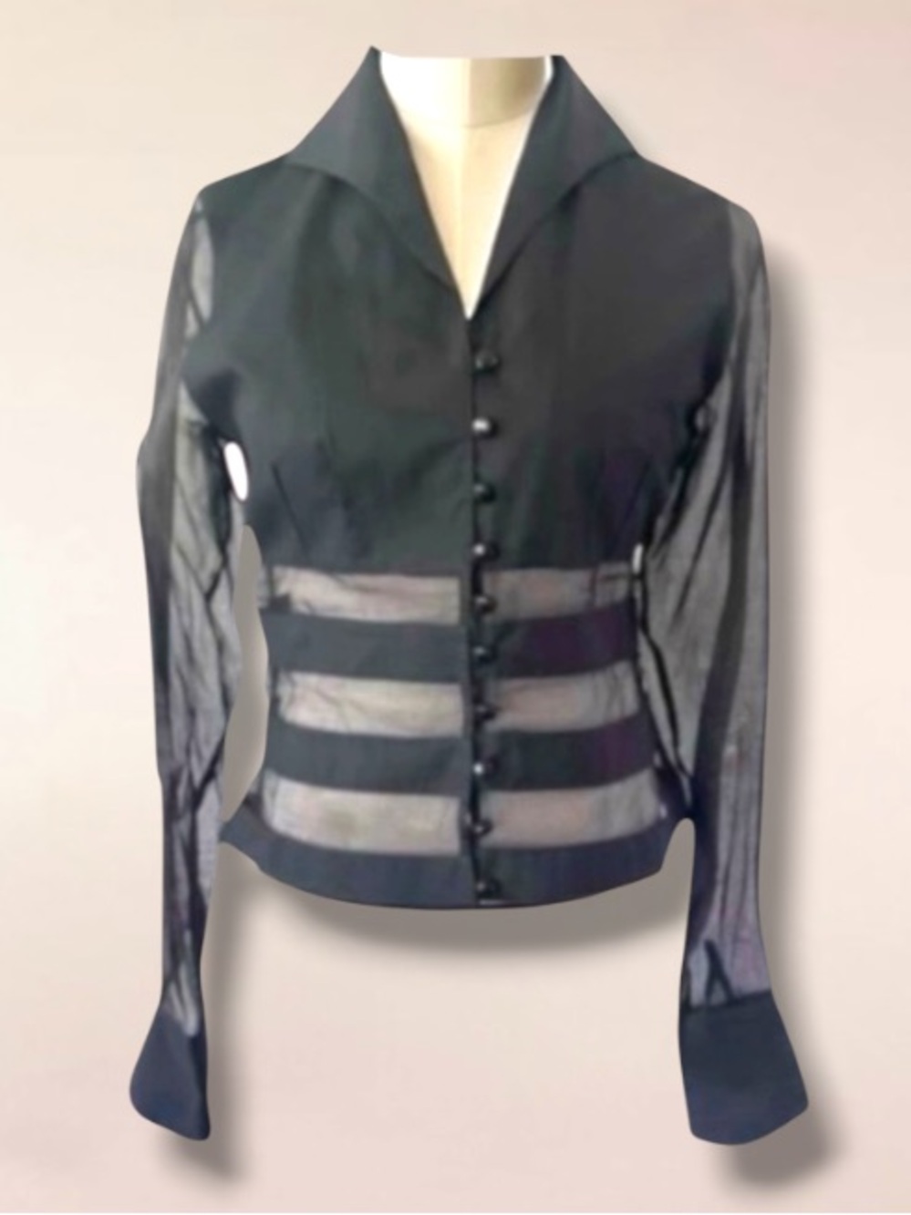 ANNE FONTAINE PARIS FRANCE COTTON SHEER TOP SIZE 2